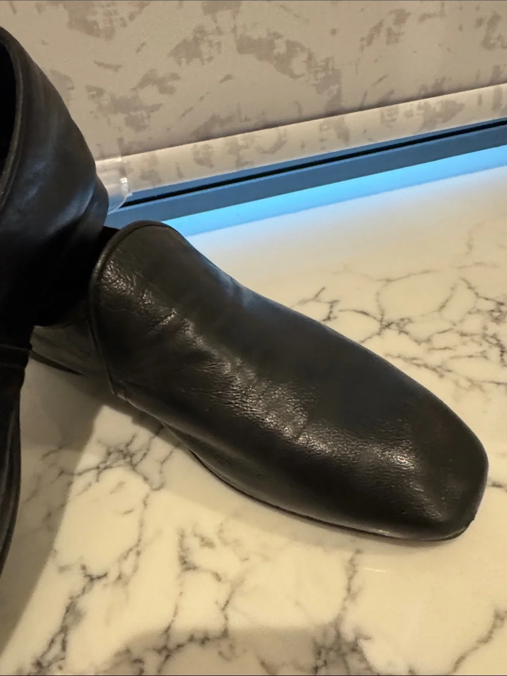 Aquatalia Black Leather Slip-On Loafers
